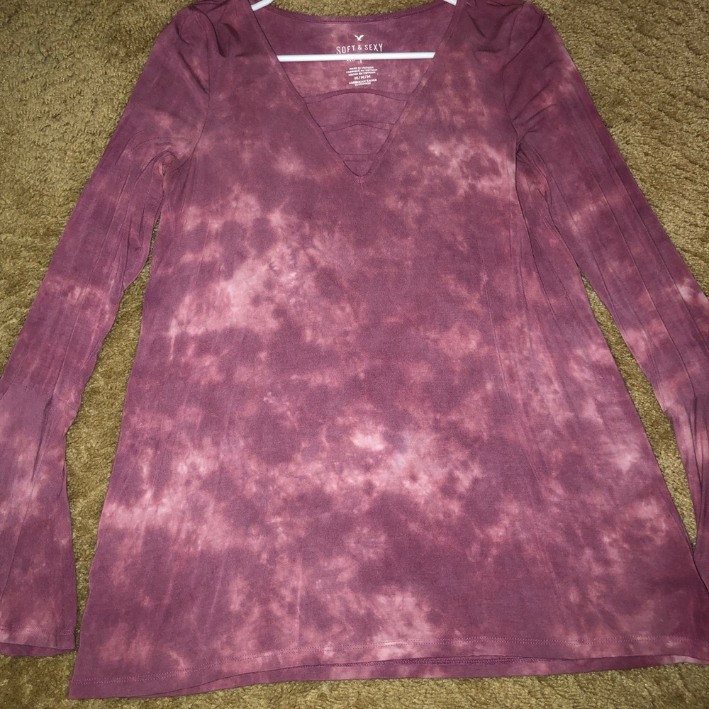 Magenta trumpet sleeve blouse